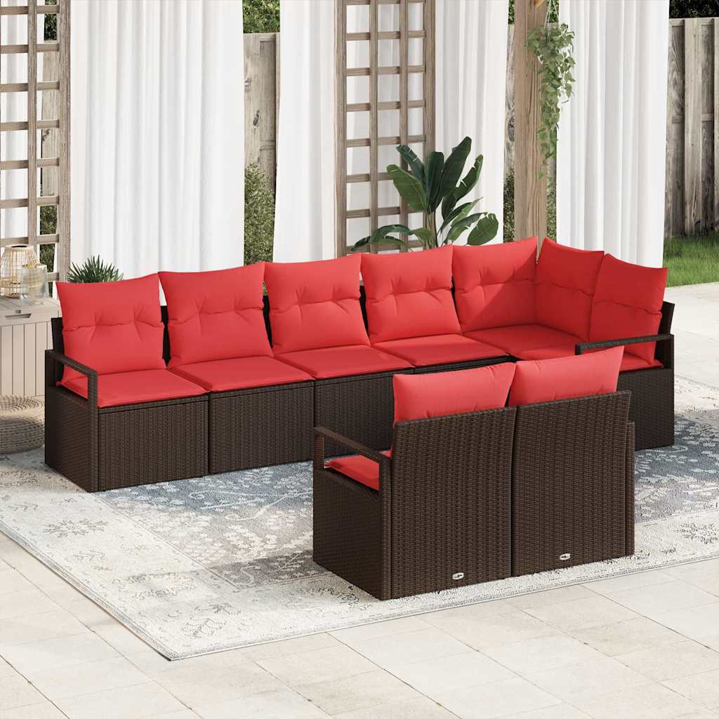 Kanapé Szett 8 pcs Barna polirattan