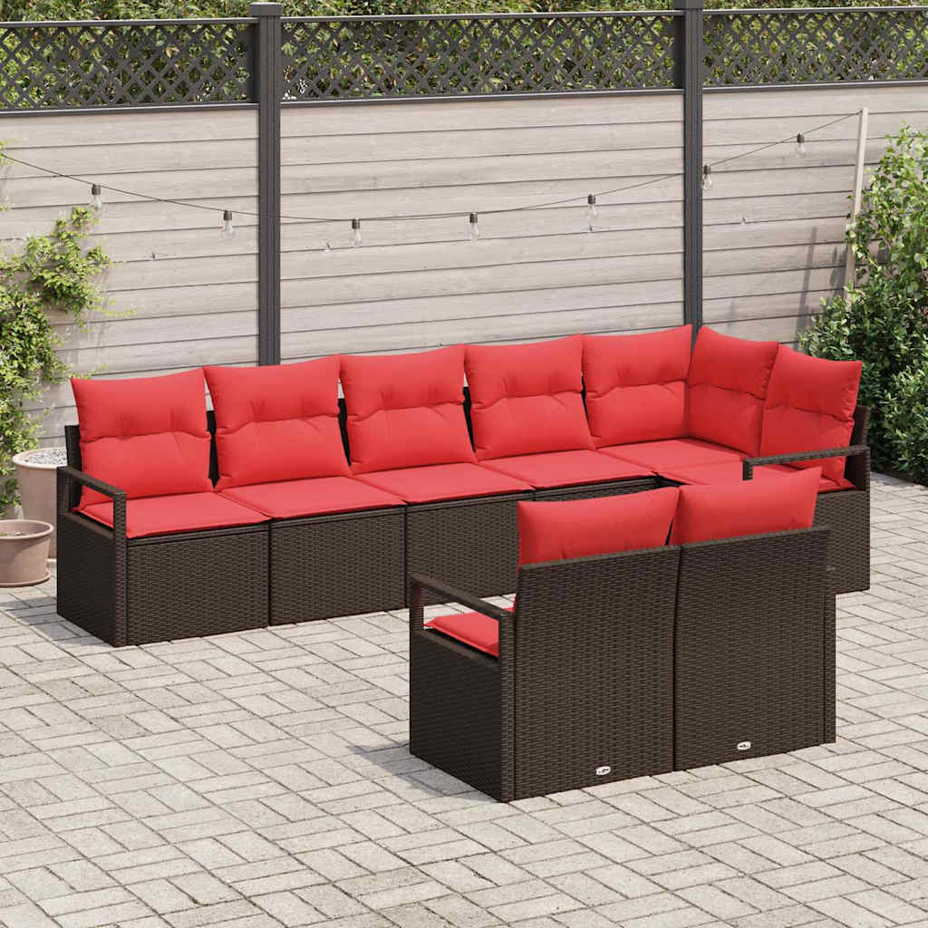 Kanapé Szett 8 pcs Barna polirattan