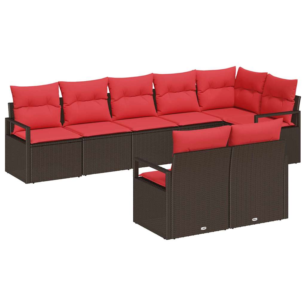 Kanapé Szett 8 pcs Barna polirattan
