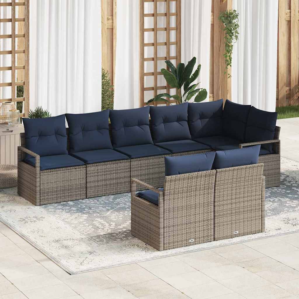 Kanapé Szett 8 pcs Szürke polirattan