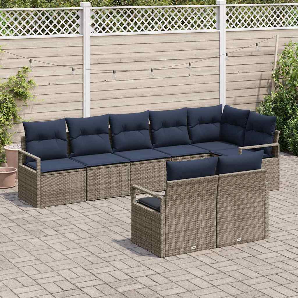 Kanapé Szett 8 pcs Szürke polirattan
