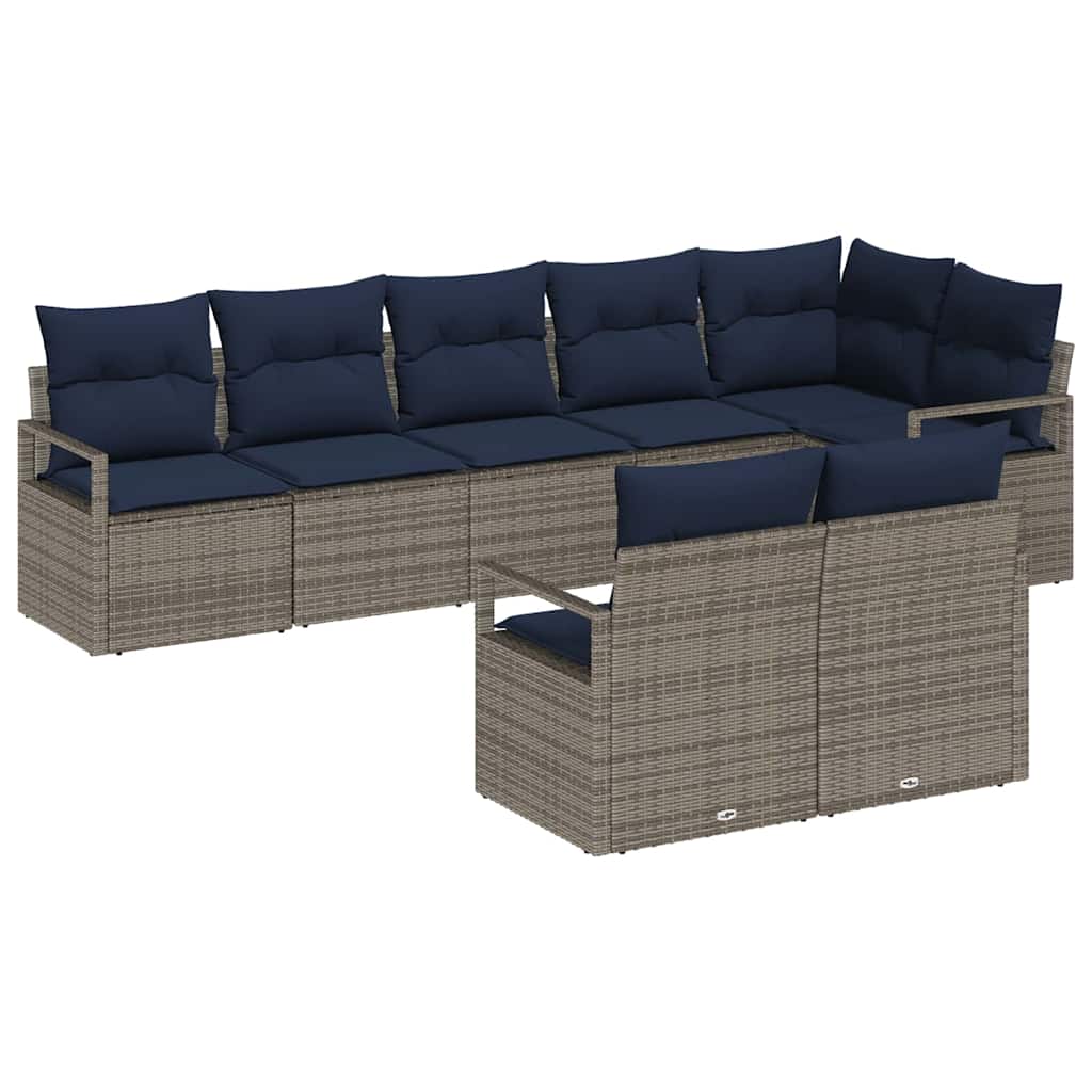 Kanapé Szett 8 pcs Szürke polirattan