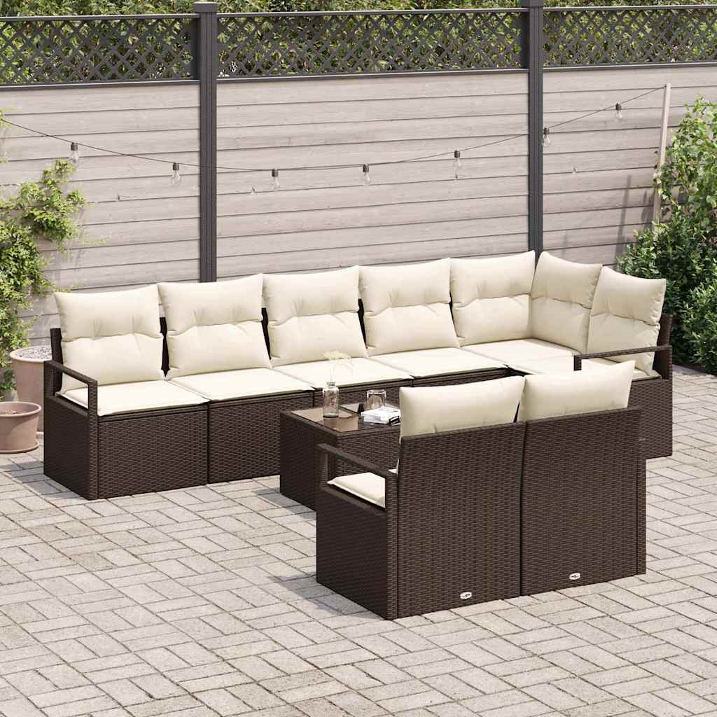 Kanapé Szett 9 pcs Barna polirattan