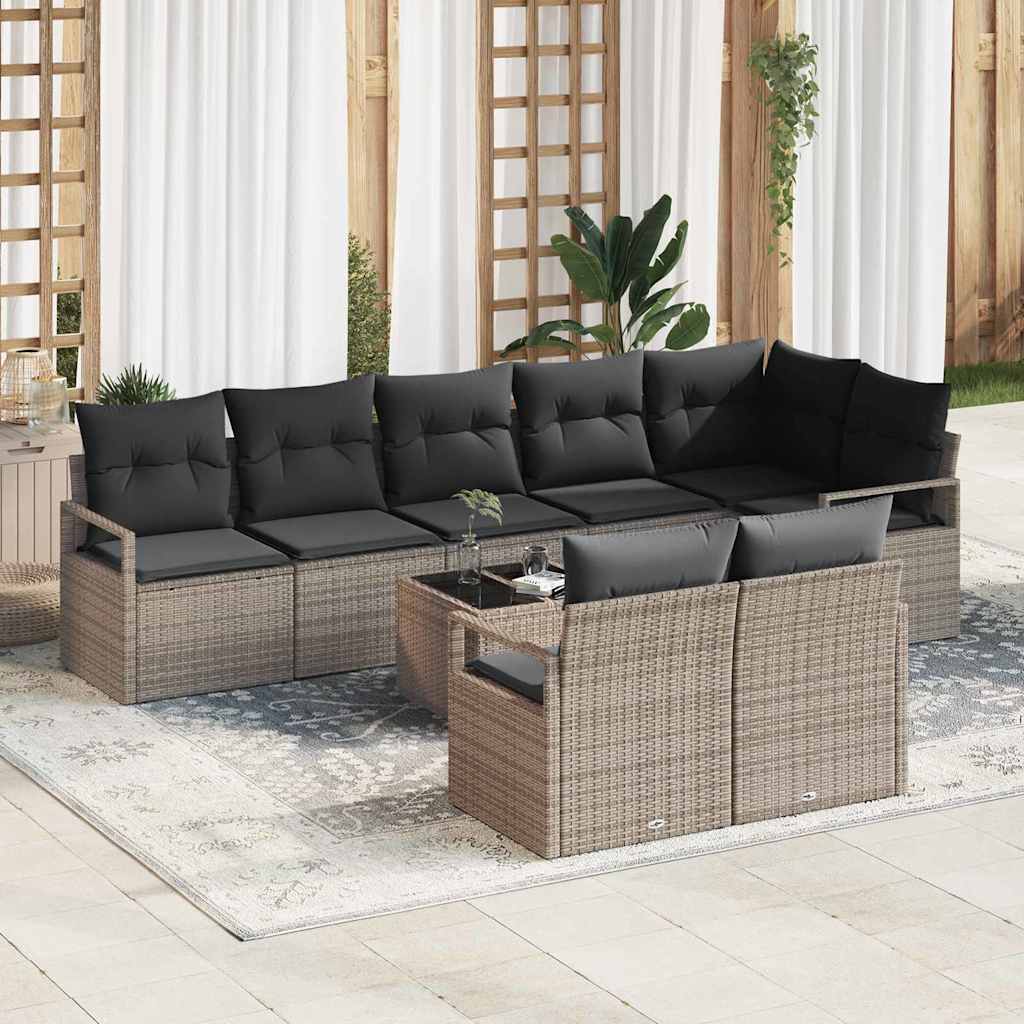 Kanapé Szett 9 pcs Szürke polirattan