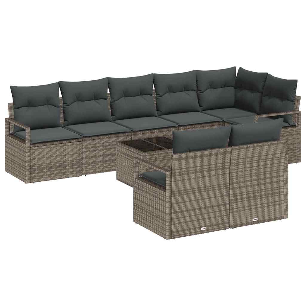Kanapé Szett 9 pcs Szürke polirattan