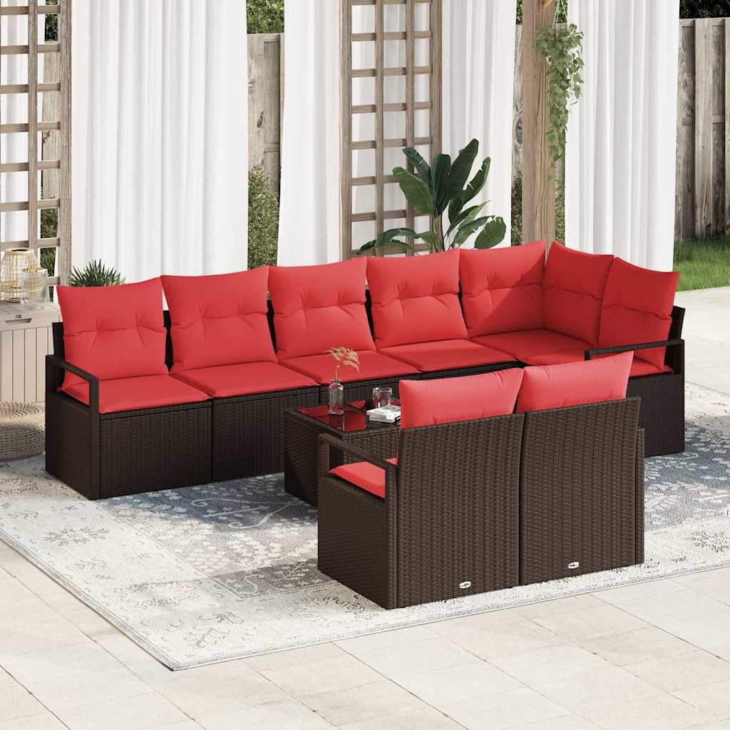 Kanapé Szett 9 pcs Barna polirattan
