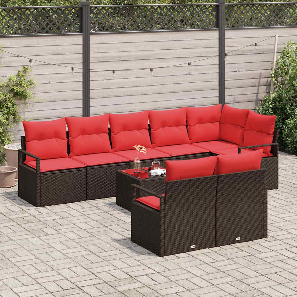 Kanapé Szett 9 pcs Barna polirattan