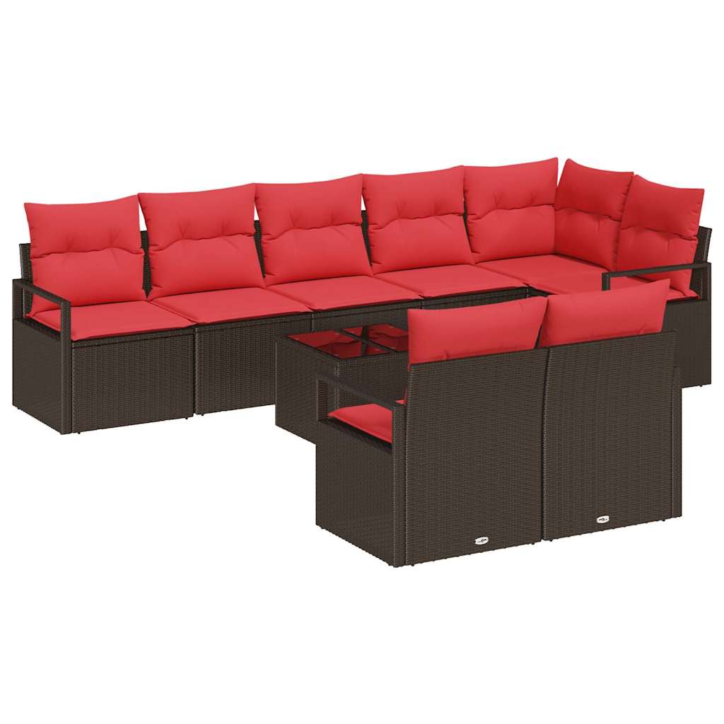 Kanapé Szett 9 pcs Barna polirattan