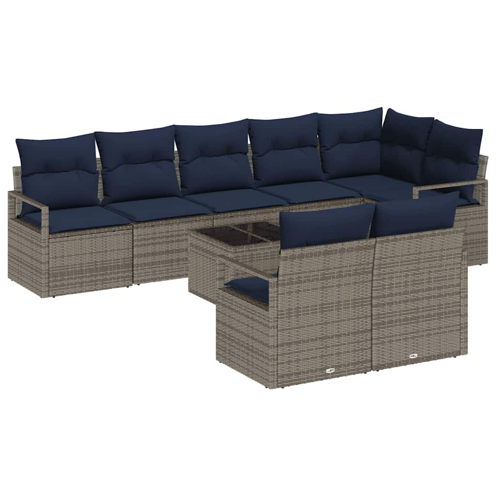 Kanapé Szett 9 pcs Szürke polirattan