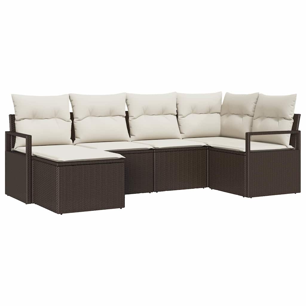 Kanapé Szett 6 pcs Barna polirattan
