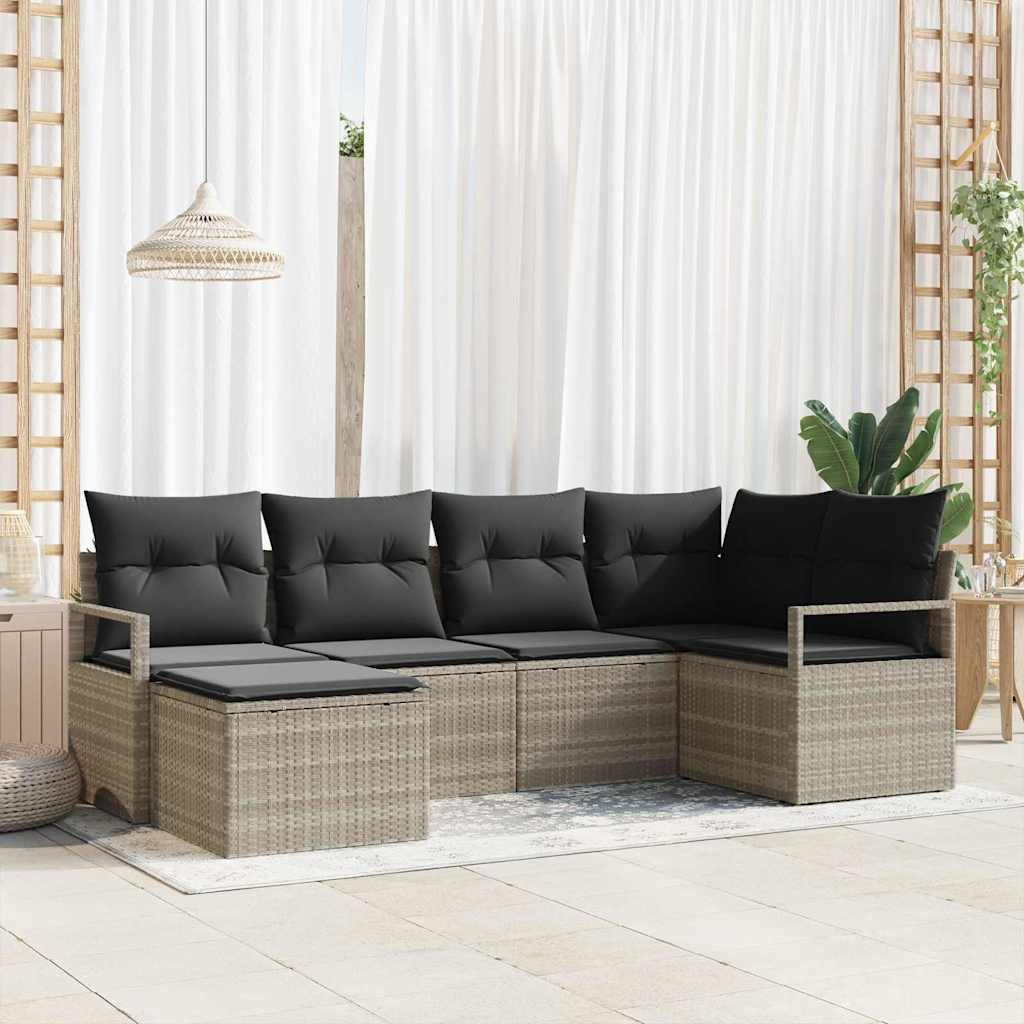 Kanapé Szett 6 pcs Világosszürke polirattan
