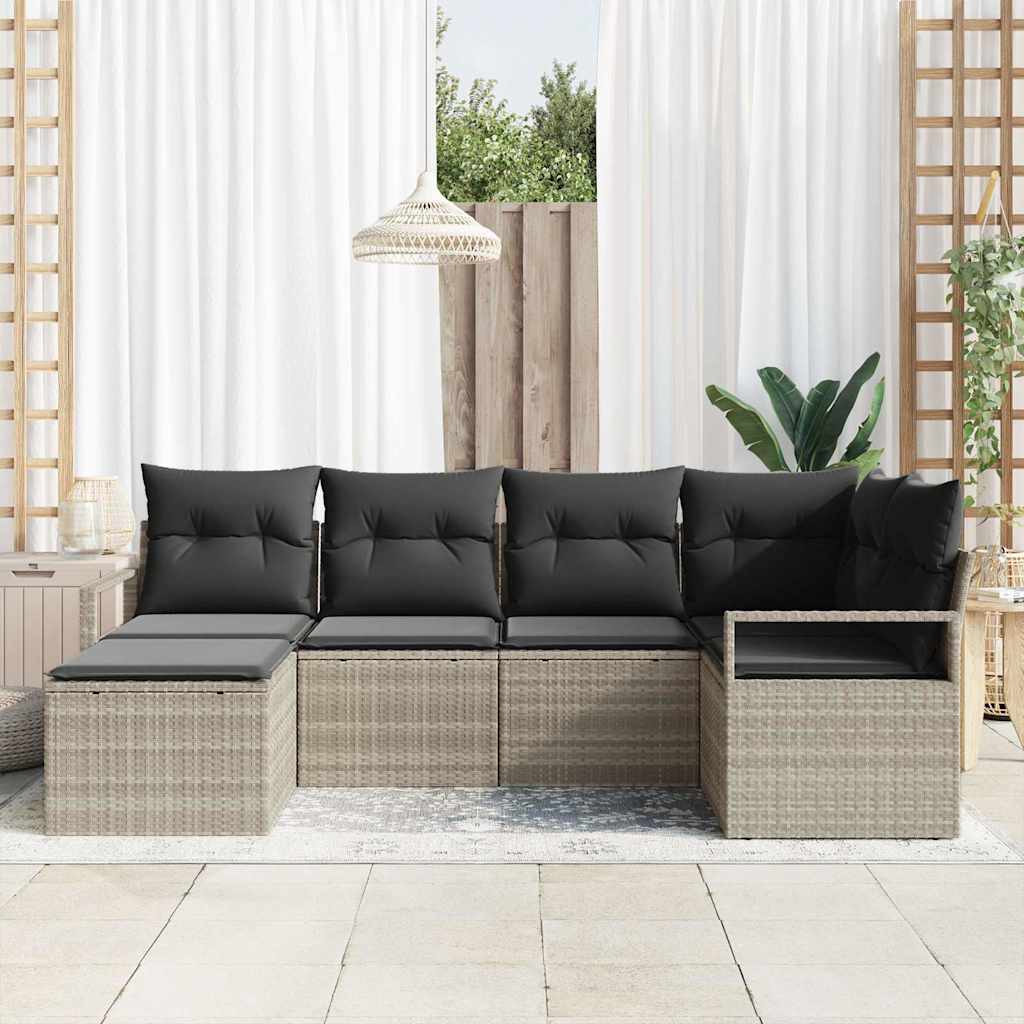 Kanapé Szett 6 pcs Világosszürke polirattan