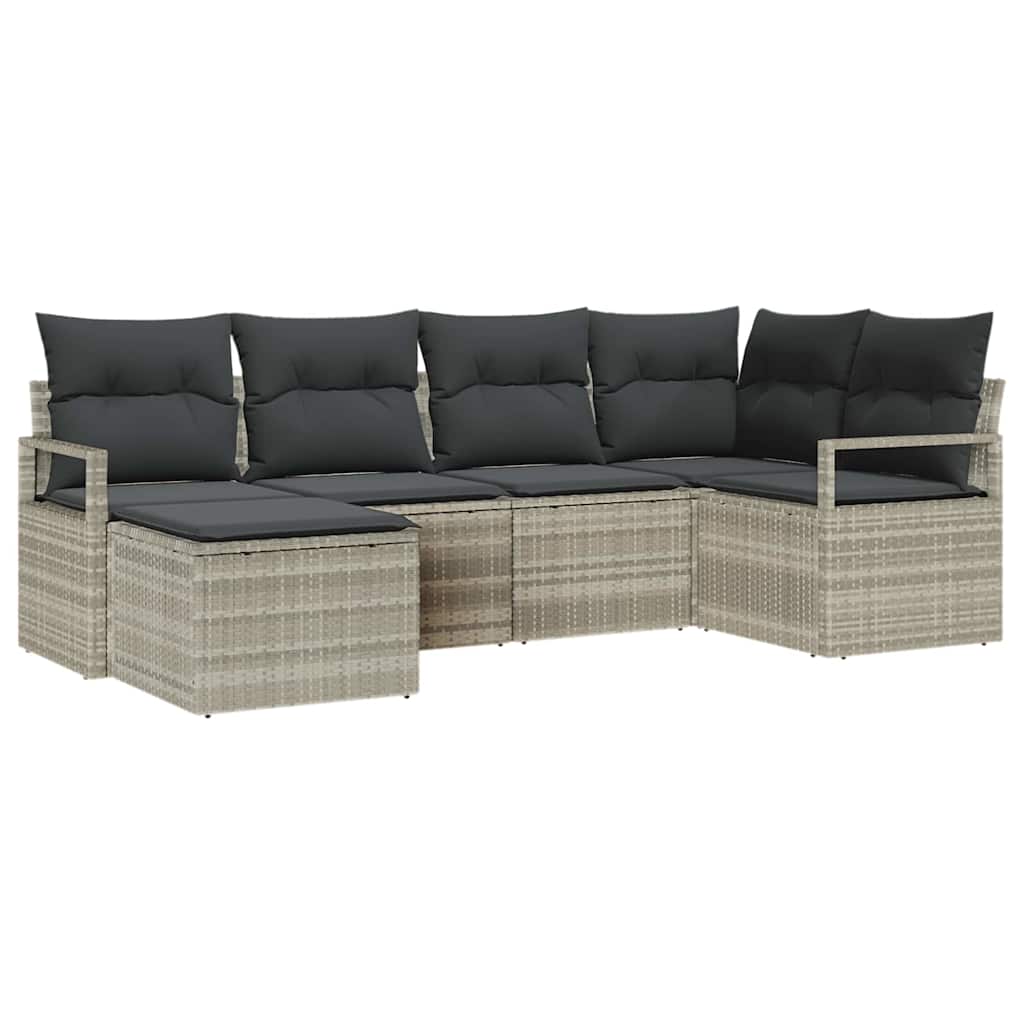 Kanapé Szett 6 pcs Világosszürke polirattan