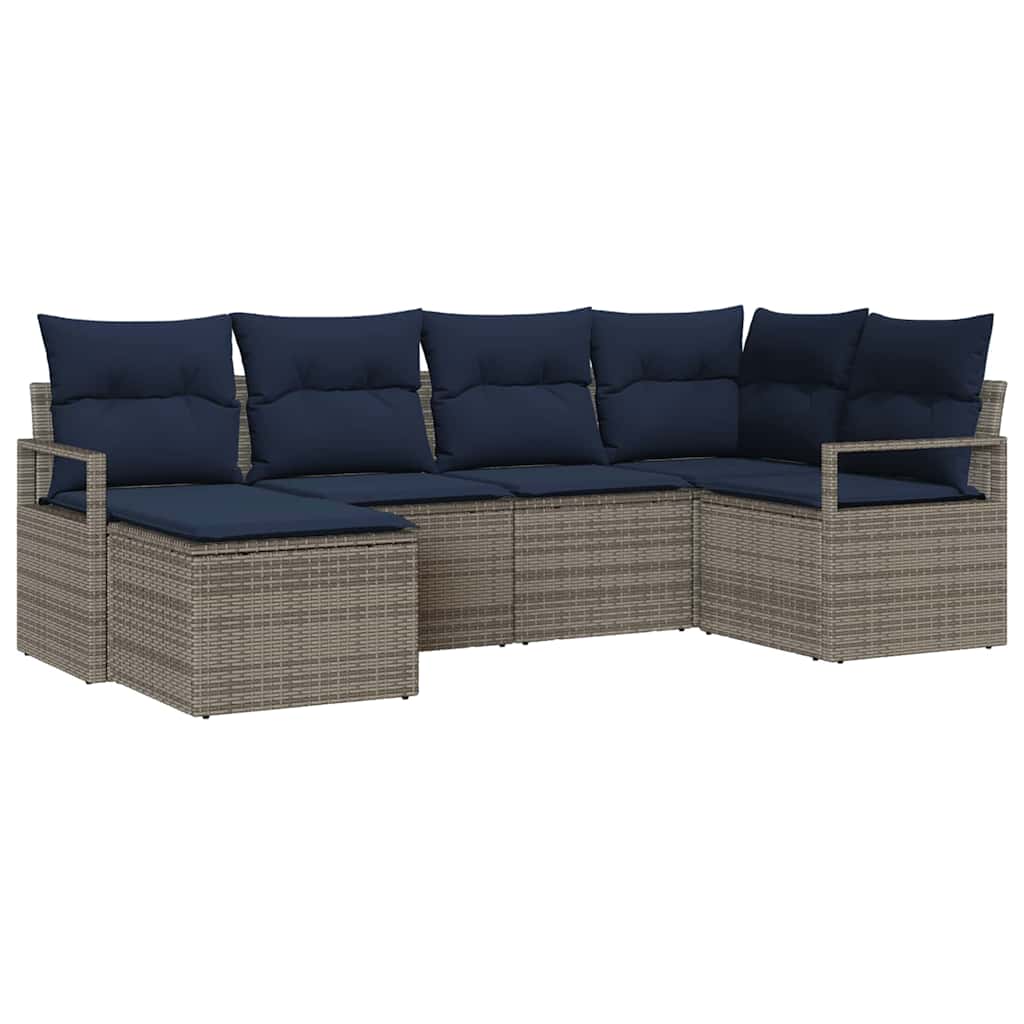Kanapé Szett párnával 6 pcs Szürke polirattan