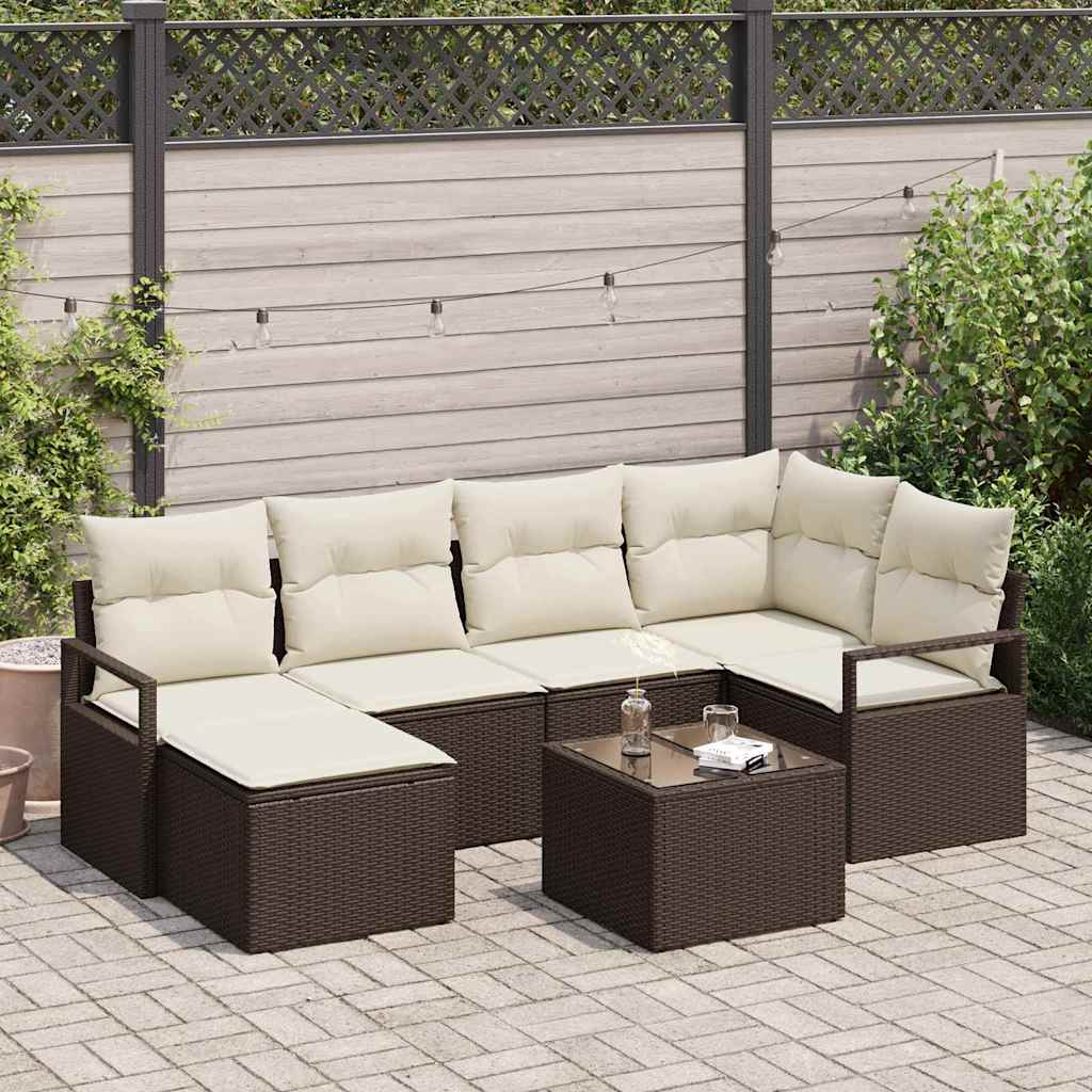 Kanapé Szett 7 pcs Barna polirattan