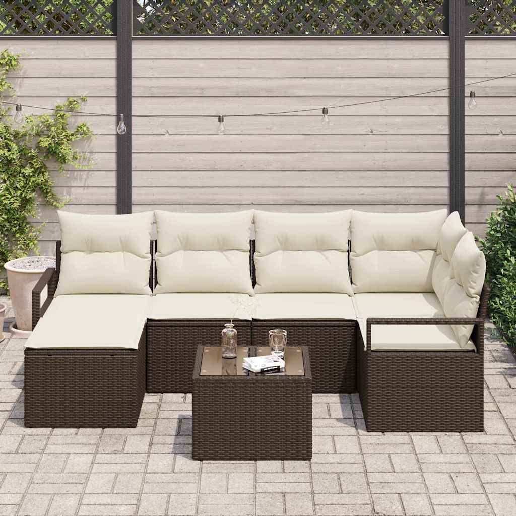 Kanapé Szett 7 pcs Barna polirattan