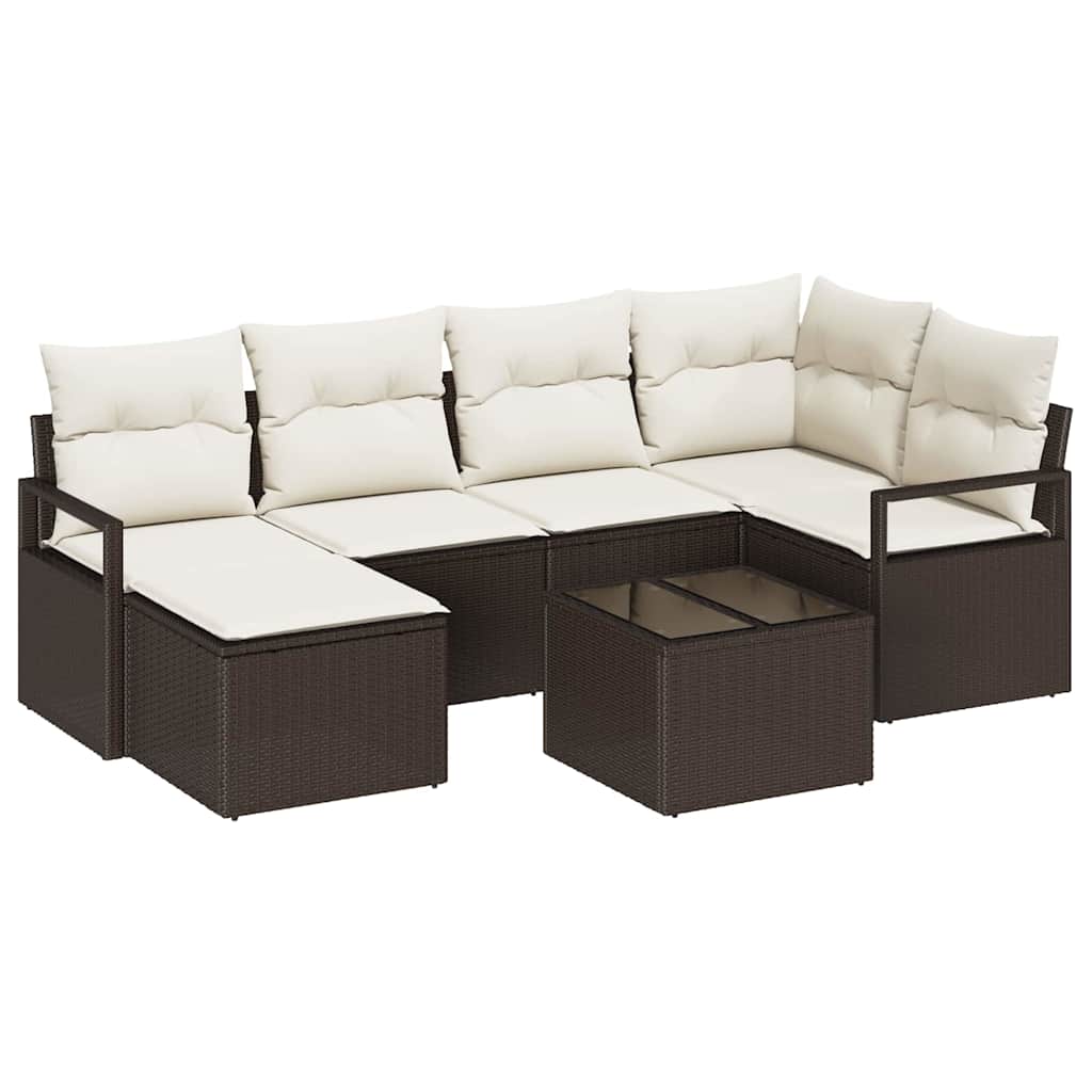 Kanapé Szett 7 pcs Barna polirattan