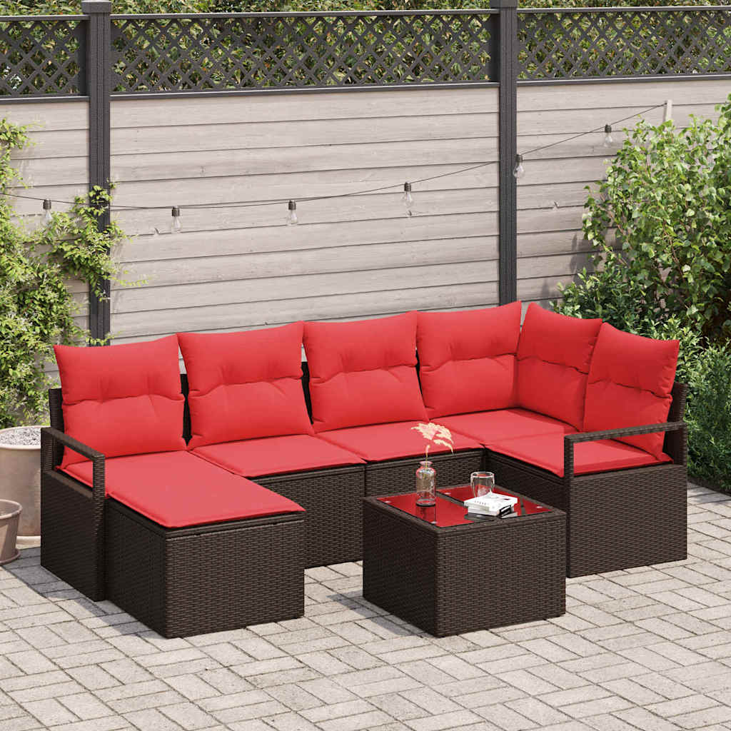 Kanapé Szett 7 pcs Barna polirattan