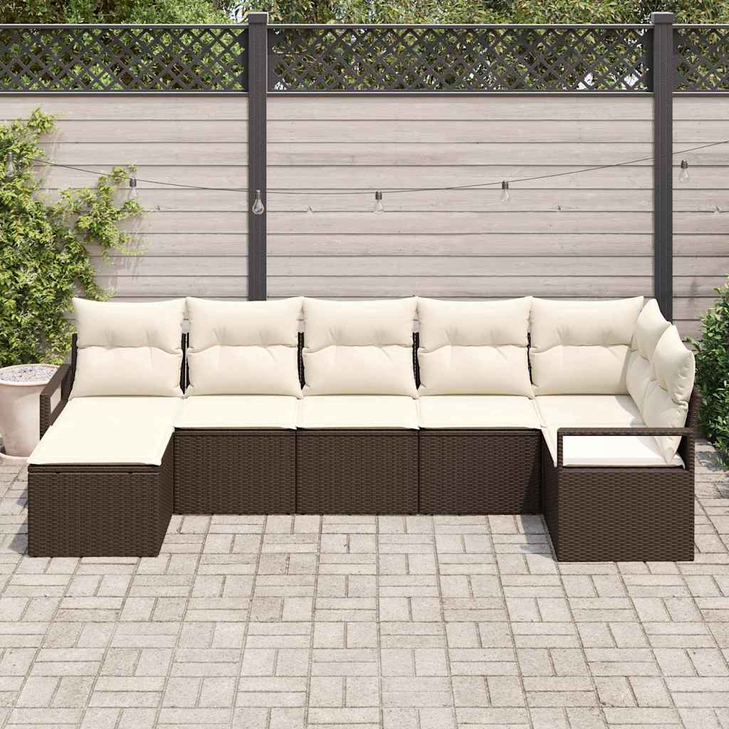 Kanapé Szett 7 pcs Barna polirattan