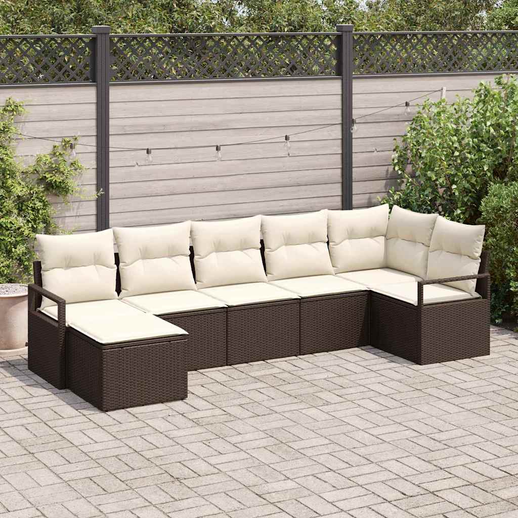 Kanapé Szett 7 pcs Barna polirattan