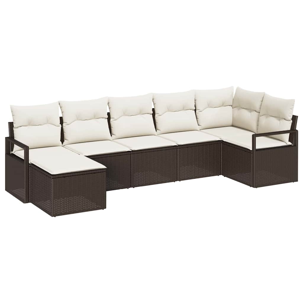 Kanapé Szett 7 pcs Barna polirattan