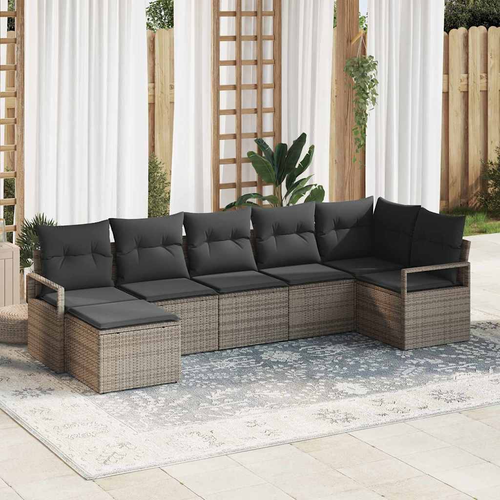 Kanapé Szett 7 pcs Szürke polirattan