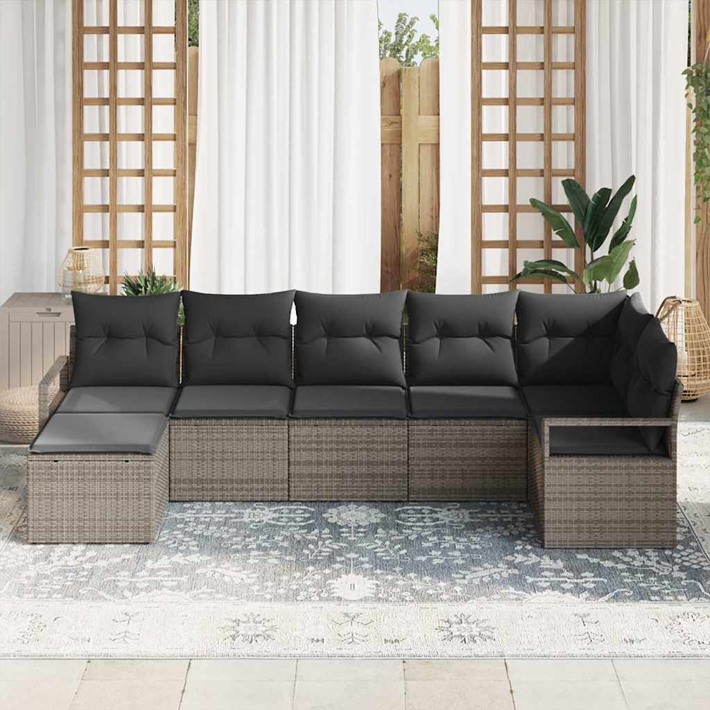 Kanapé Szett 7 pcs Szürke polirattan