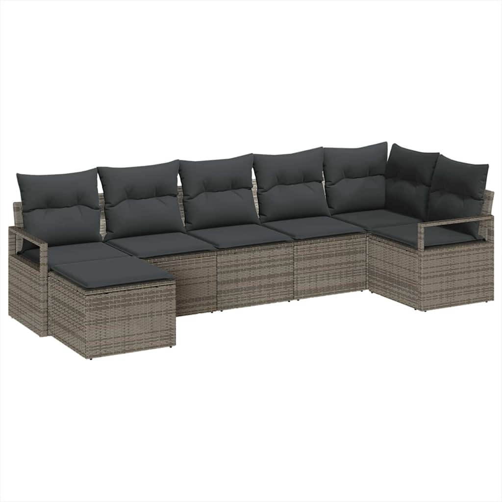 Kanapé Szett 7 pcs Szürke polirattan