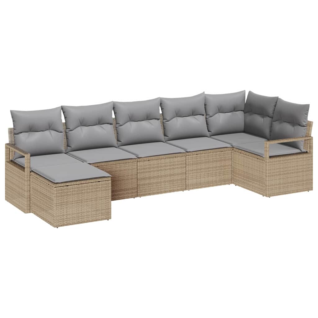 Kanapé Szett párnával 7 pcs Bézs polirattan