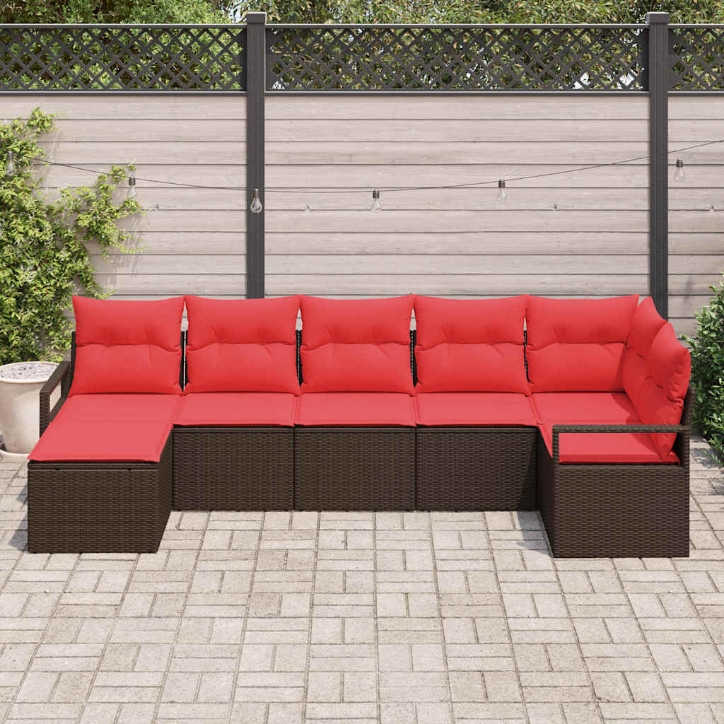 Kanapé Szett párnával 7 pcs Barna polirattan