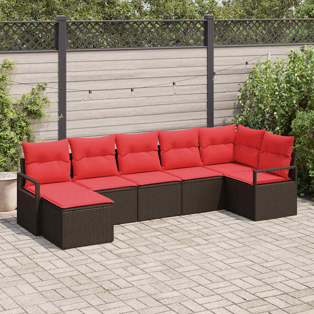 Kanapé Szett párnával 7 pcs Barna polirattan
