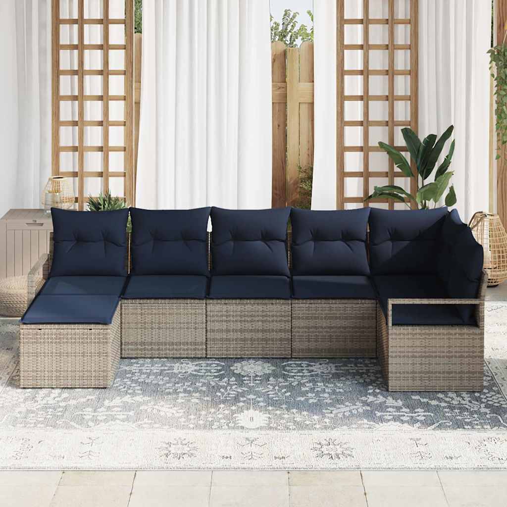 Kanapé Szett 7 pcs Szürke polirattan