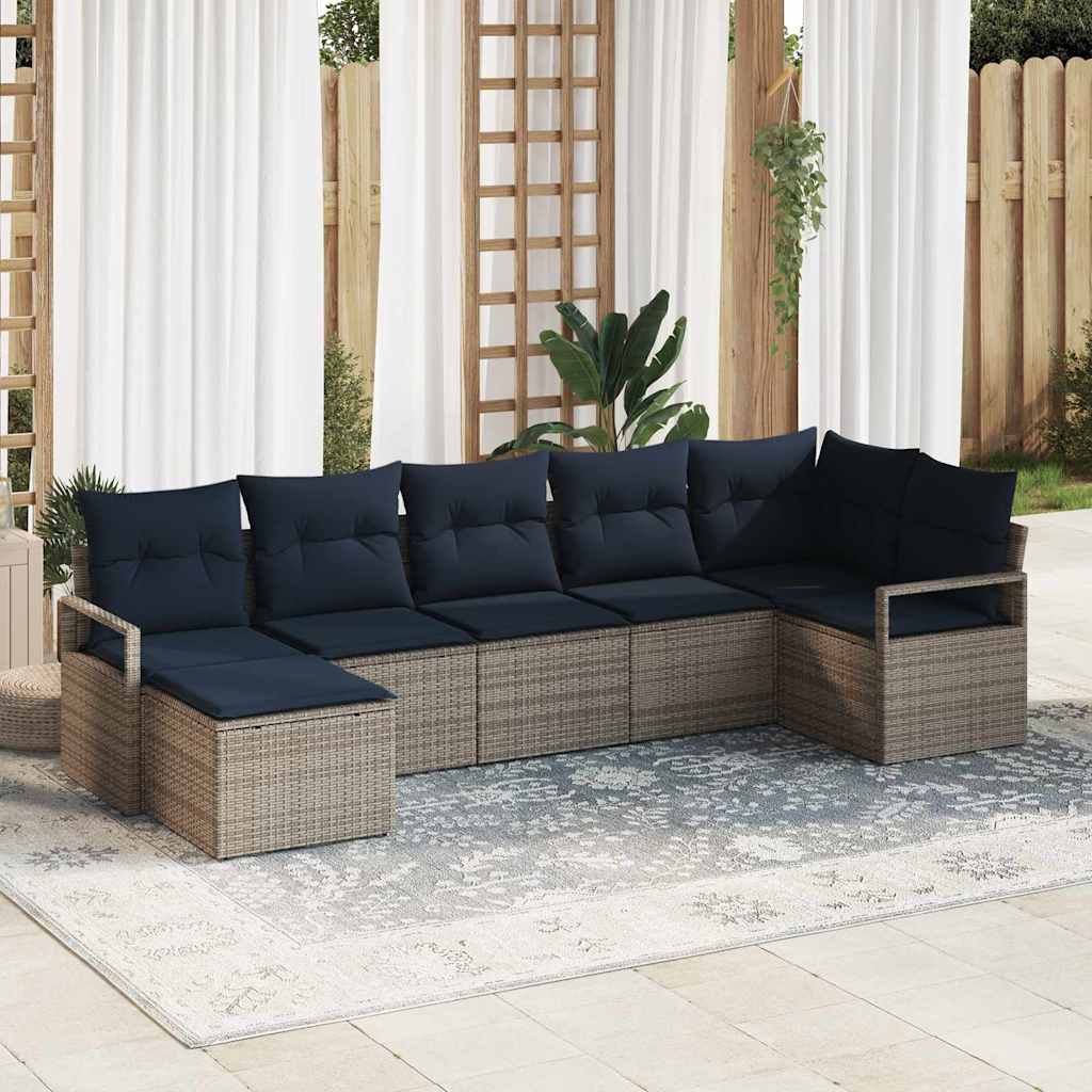 Kanapé Szett 7 pcs Szürke polirattan