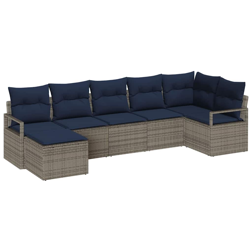 Kanapé Szett 7 pcs Szürke polirattan