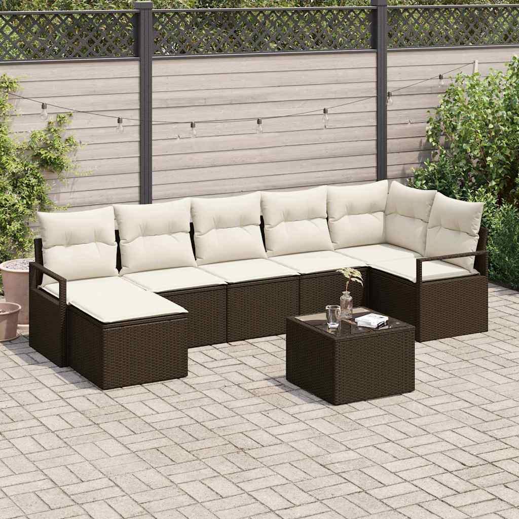Kanapé Szett 8 pcs Barna polirattan