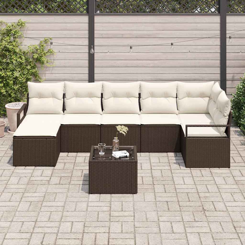 Kanapé Szett 8 pcs Barna polirattan