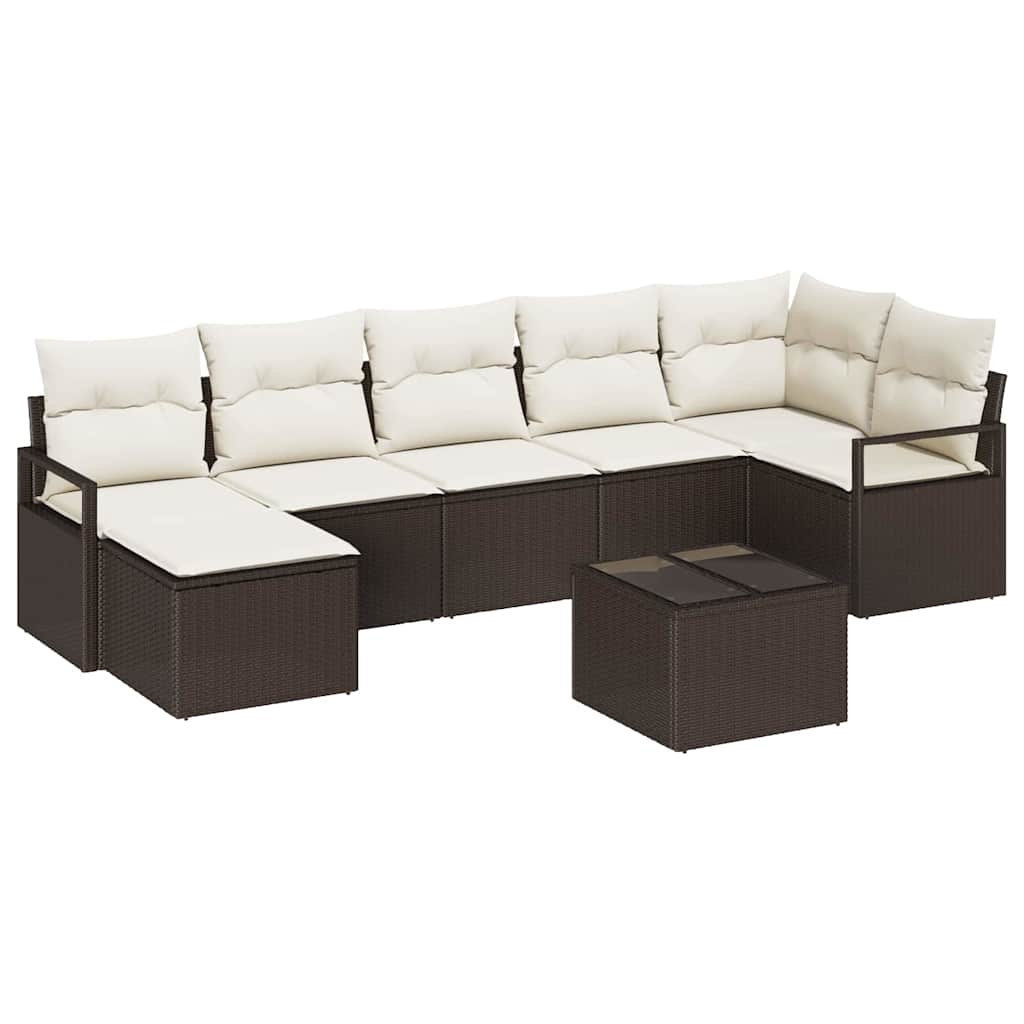 Kanapé Szett 8 pcs Barna polirattan