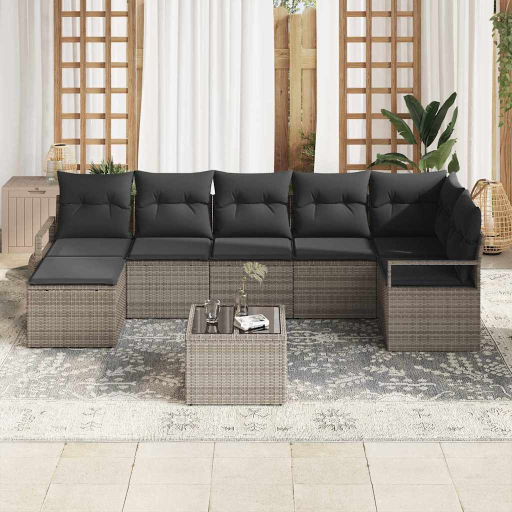 Kanapé Szett párnával 8 pcs Szürke polirattan