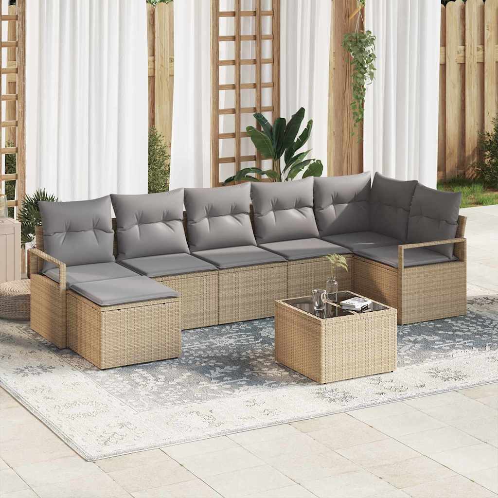 Kanapé Szett párnával 8 pcs Bézs polirattan