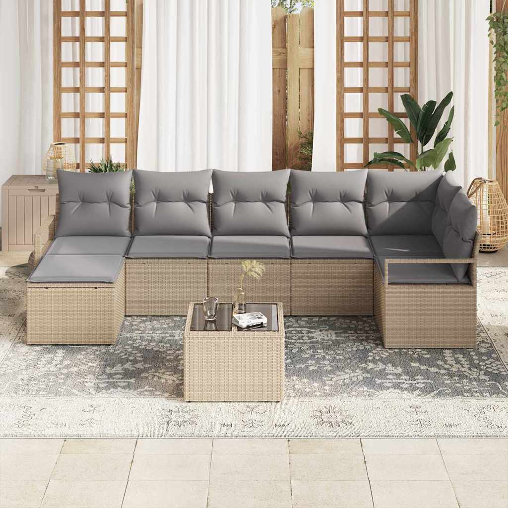 Kanapé Szett párnával 8 pcs Bézs polirattan