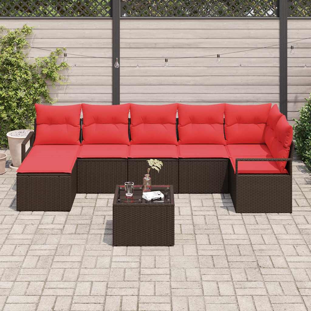 Kanapé Szett 8 pcs Barna polirattan
