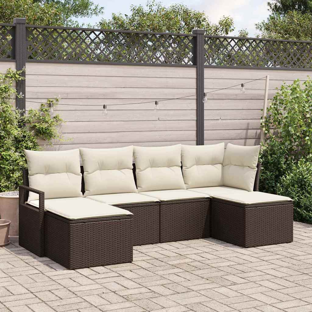 Kanapé Szett 6 pcs Barna polirattan