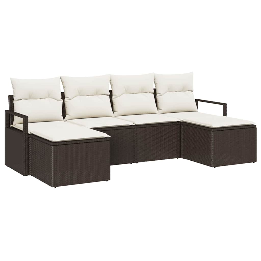Kanapé Szett 6 pcs Barna polirattan