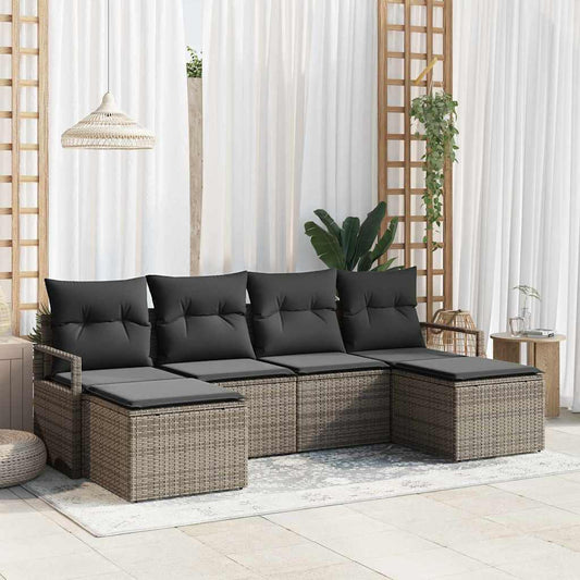 Kanapé Szett 6 pcs Szürke polirattan