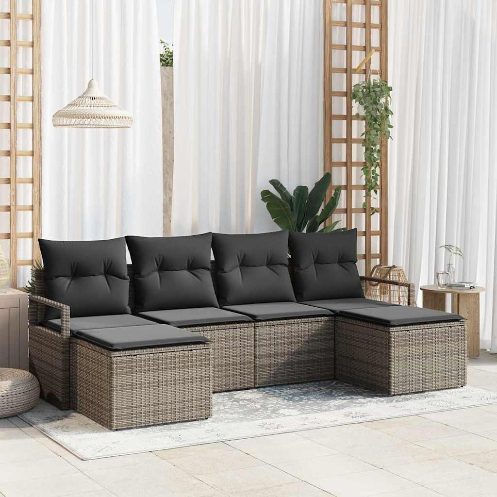 Kanapé Szett 6 pcs Szürke polirattan