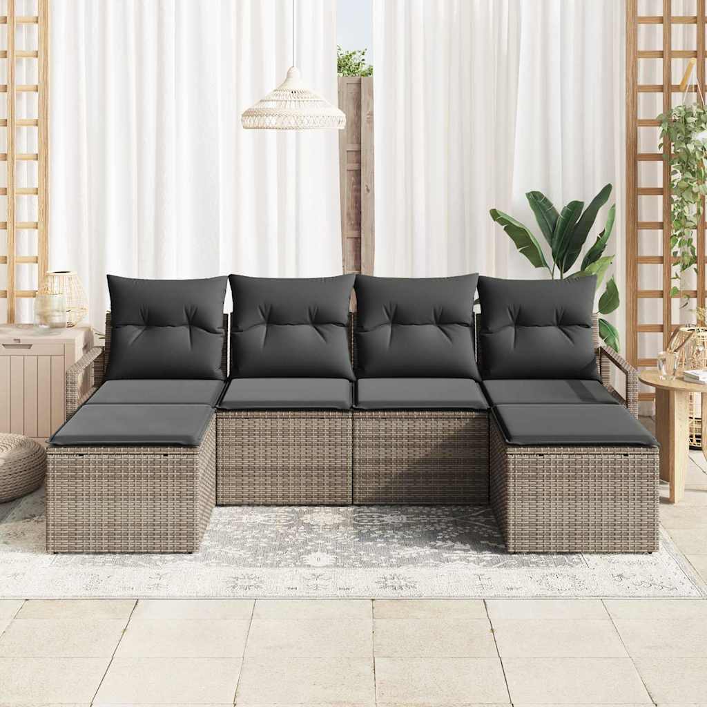 Kanapé Szett 6 pcs Szürke polirattan