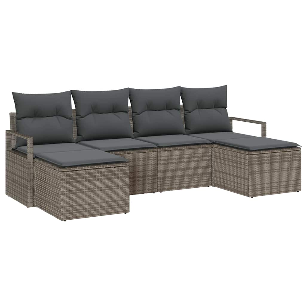 Kanapé Szett 6 pcs Szürke polirattan