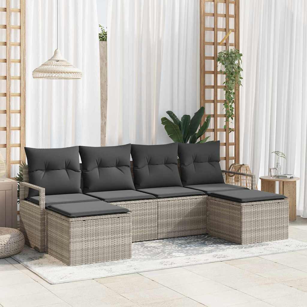 Kanapé Szett 6 pcs Világosszürke polirattan