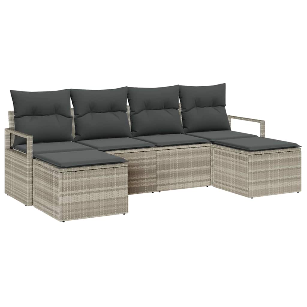 Kanapé Szett 6 pcs Világosszürke polirattan