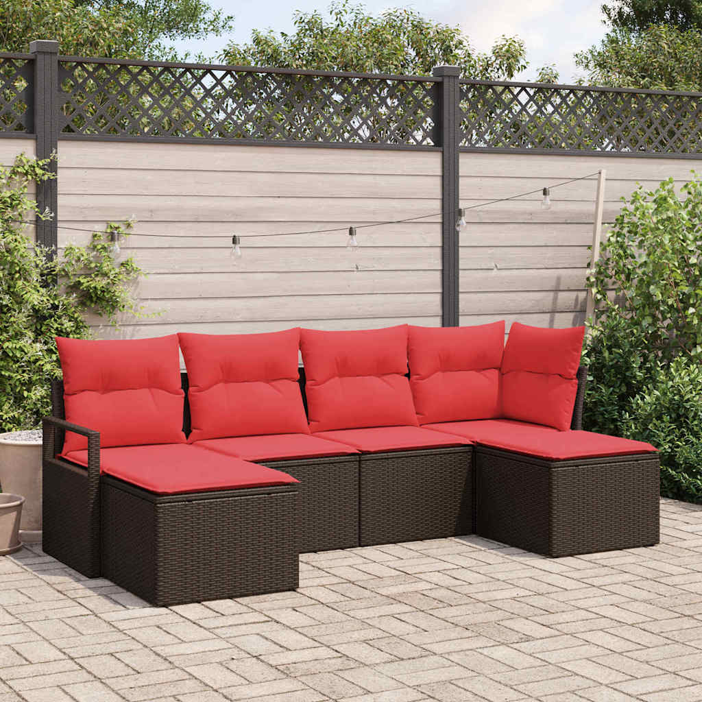 Kanapé Szett 6 pcs Barna polirattan